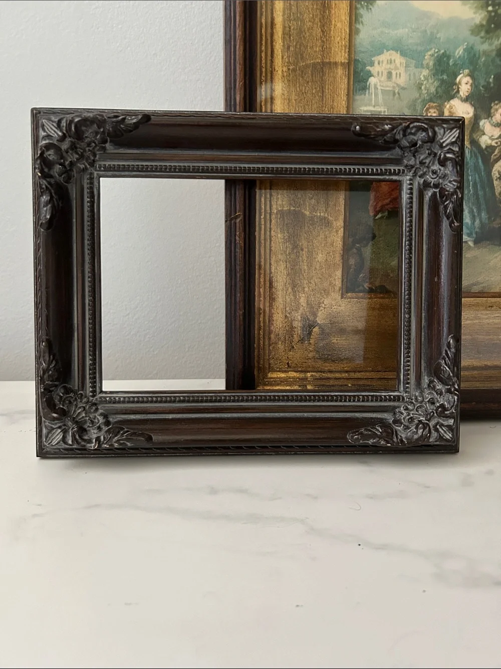 Vintage Dark Brown Ornate Wall Mirror Frame